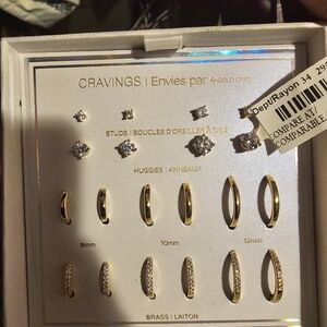 CRAVINGS by Gold Cake Gold-Tone Huggie & Stud Earring Set - Gold